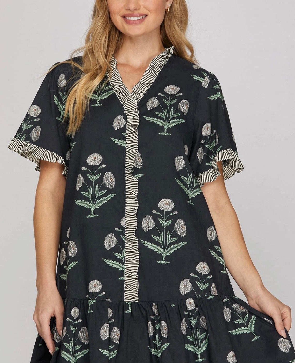 Darling Days Charcoal Navy Dress