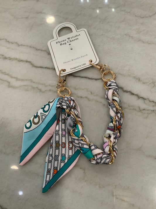 Scarf Phone Wristlet Pink White Links