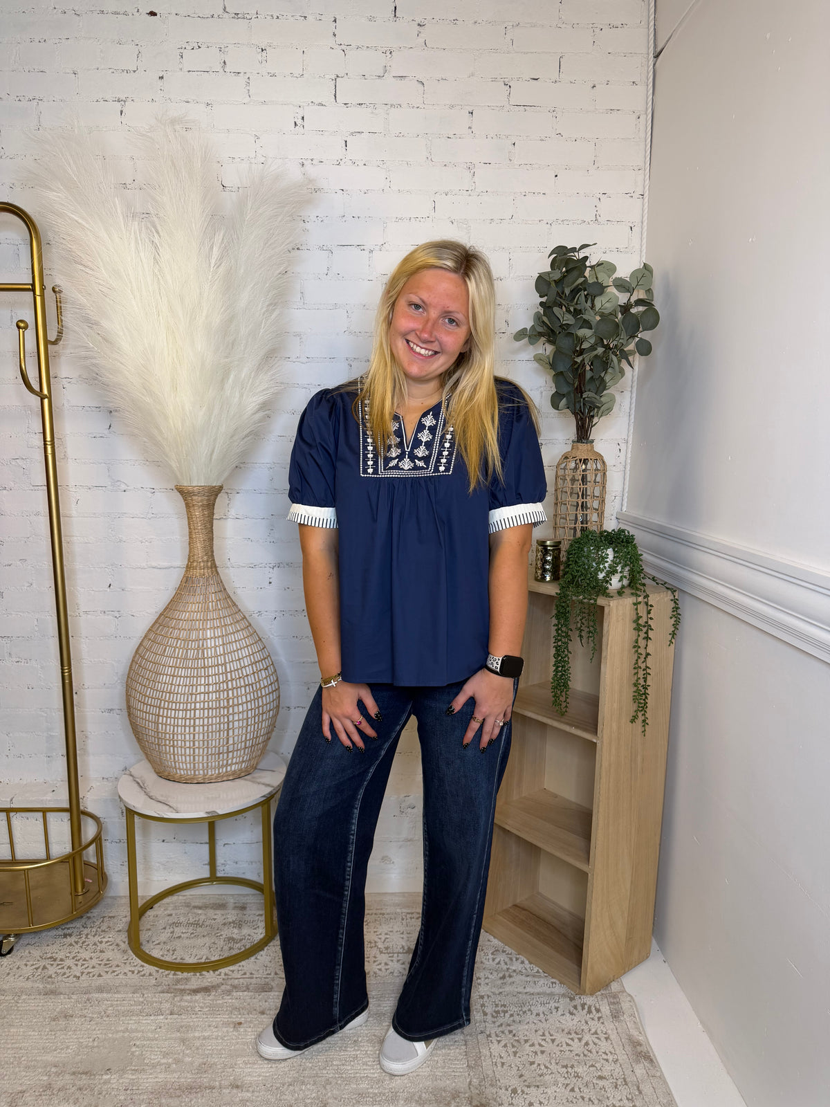 Costal Grace Navy Blouse