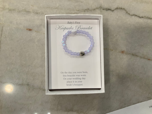 Blue baby’s first bracelet w/ cross