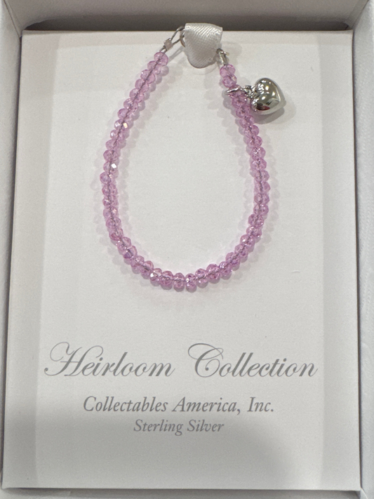 Lavender Crystal Heart Bracelet
