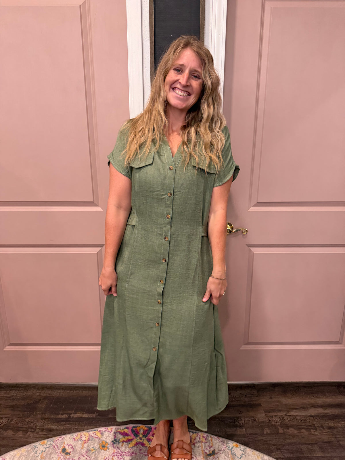 Woodland Olive Midi Dress