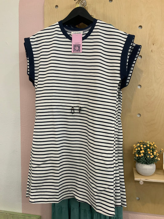 Navy and White Striped Dress