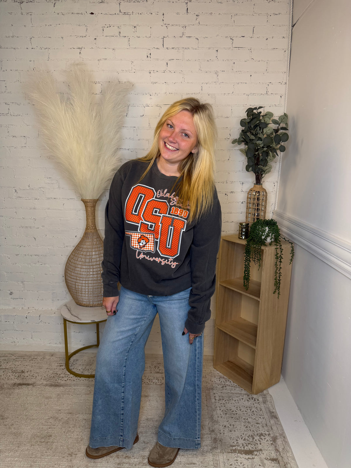 Ok State Polka Dot & Gingham Sweatshirt