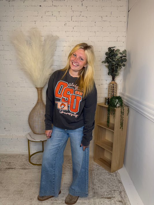 Ok State Polka Dot & Gingham Sweatshirt