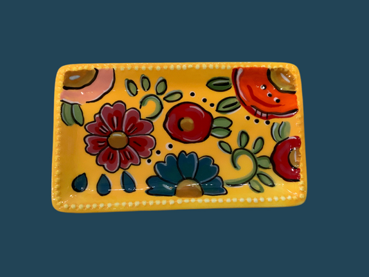 Yellow Floral Trinket Tray