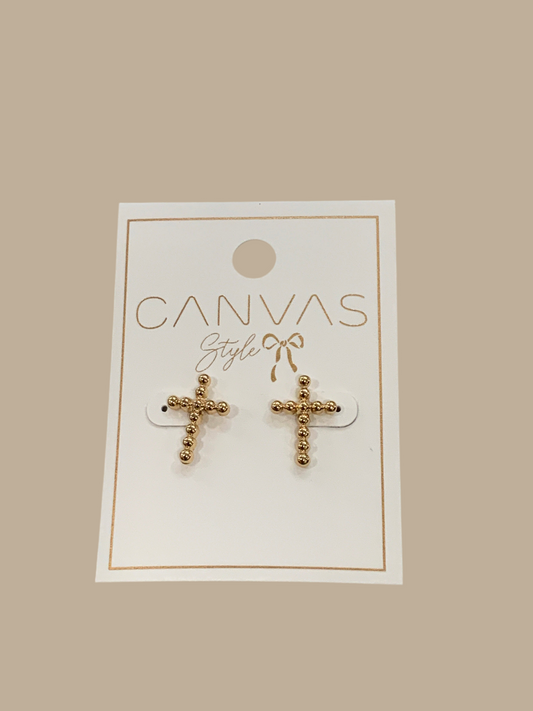 Poppy Beaded Cross Studs