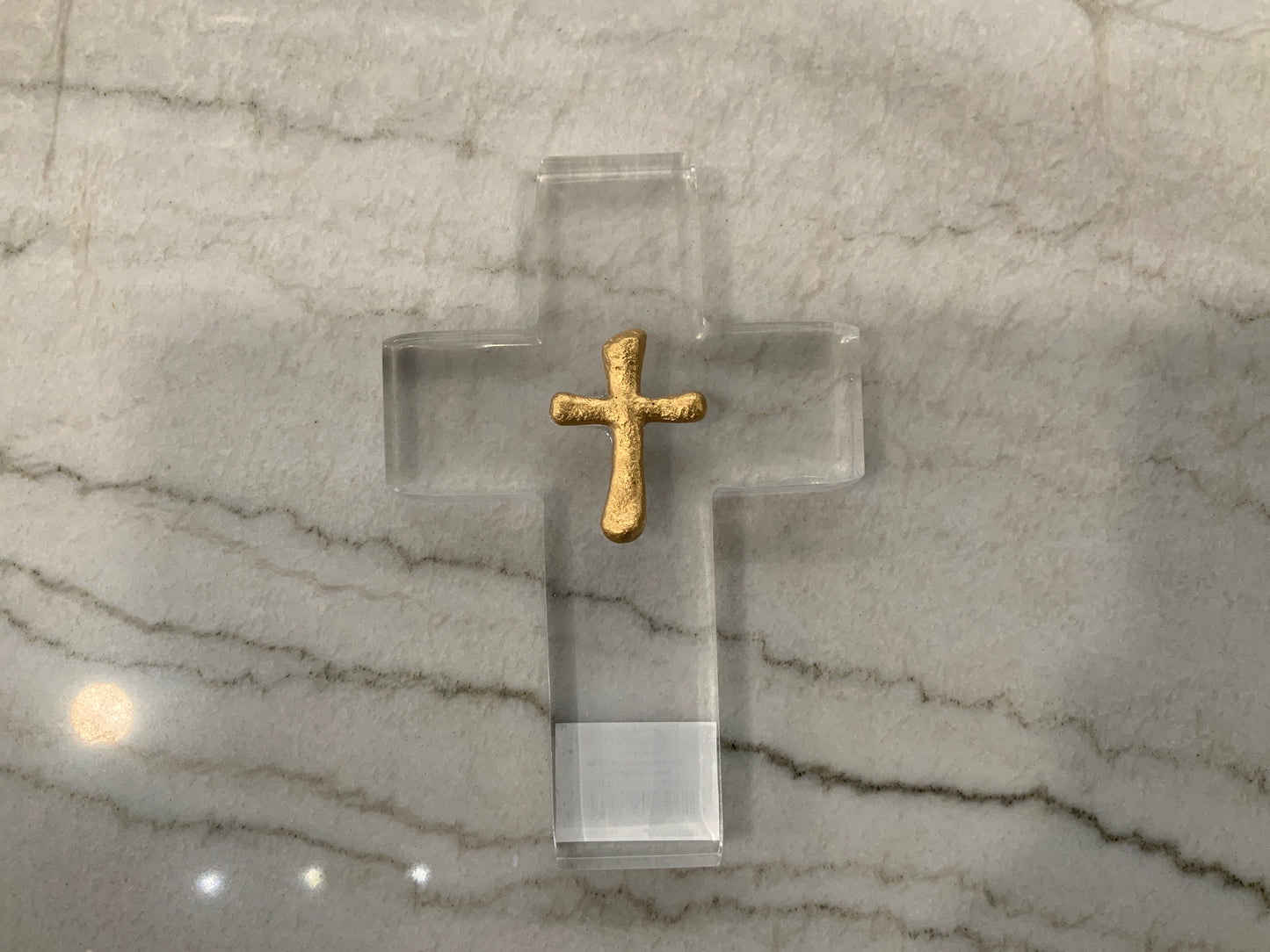 Clear Resin Gold Cross