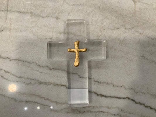 Clear Resin Gold Cross