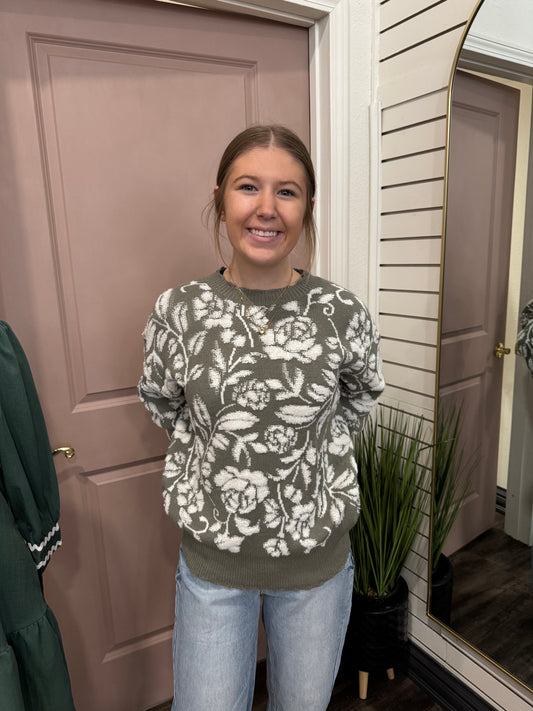 Olive Bloom Sweater