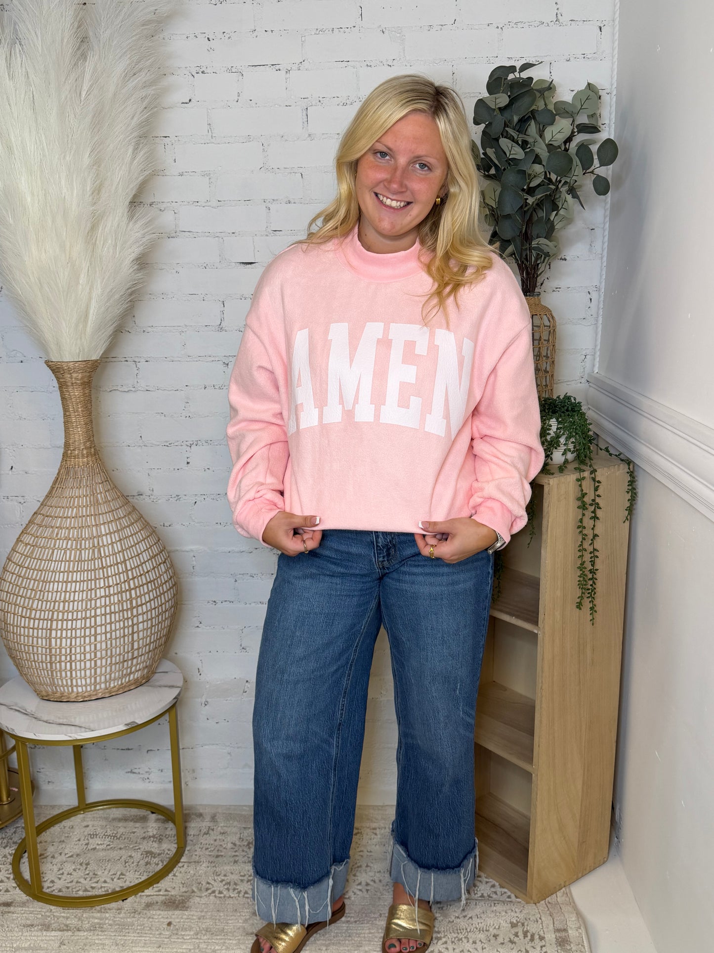 WWJD/AMEN Reversible Mock Neck
