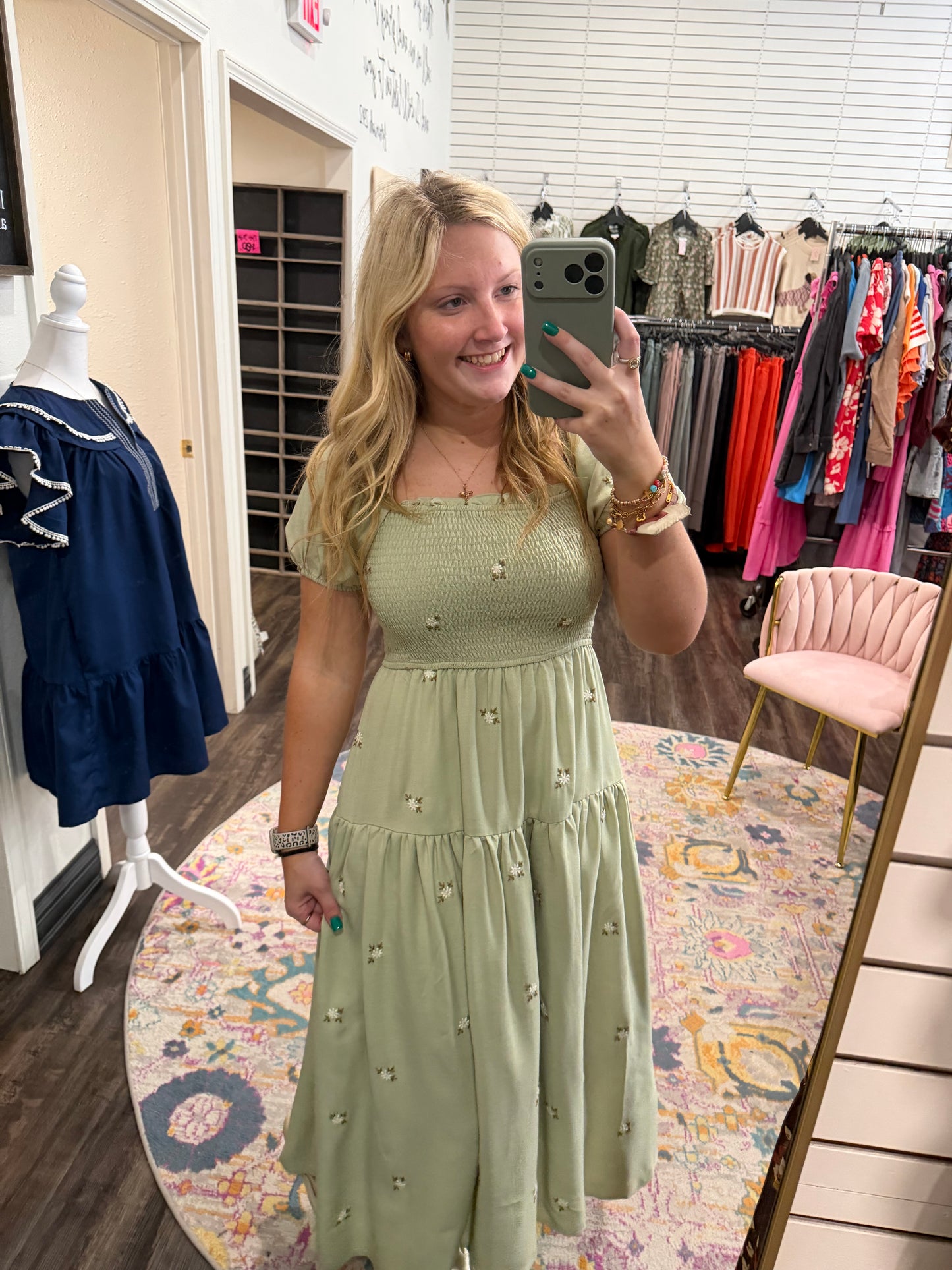 Meadow Floral Olive Dress (117)
