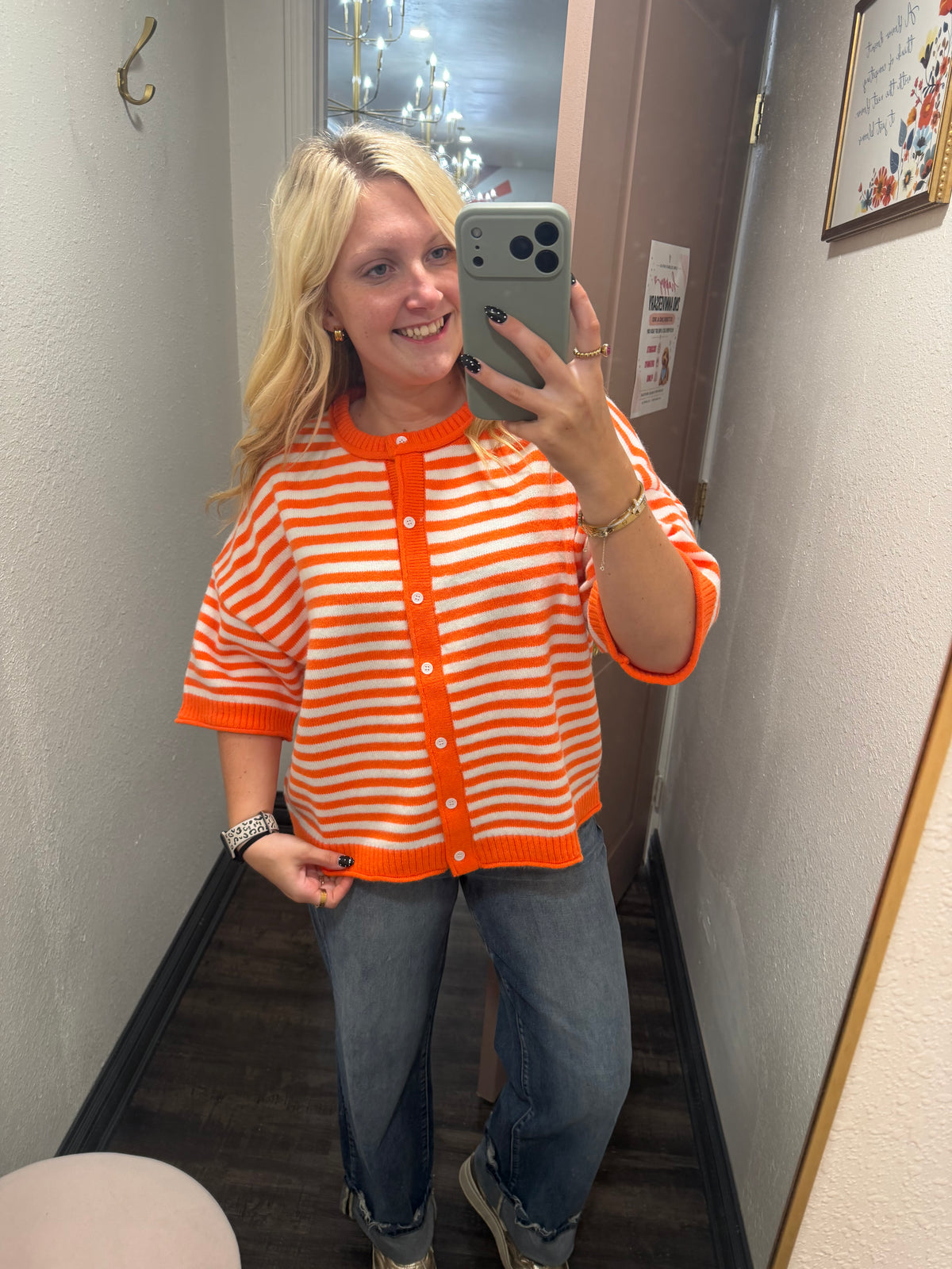 Stadium Stripe Orange Sweater