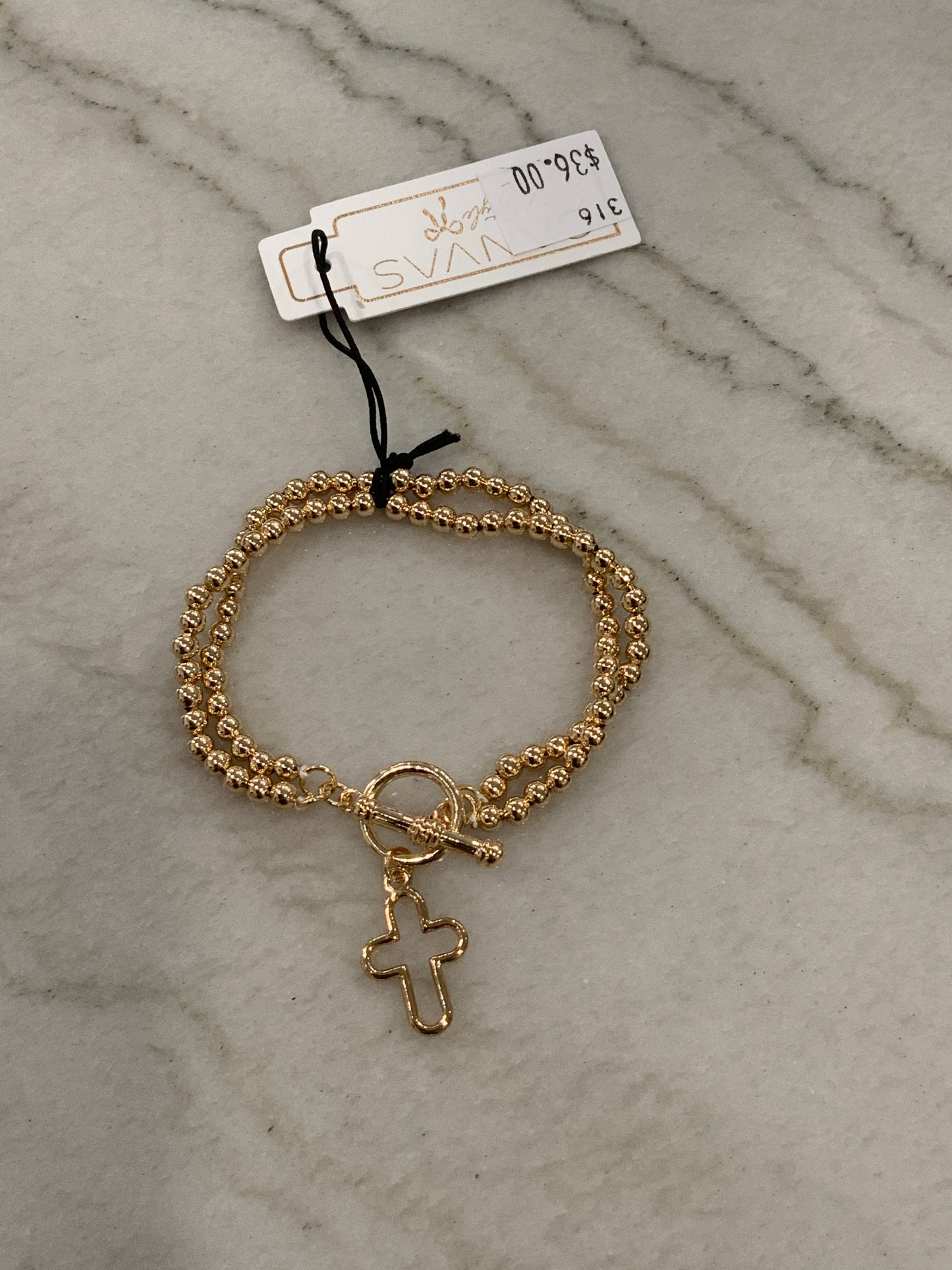 Foster Open Cross Ball Bead Bracelet
