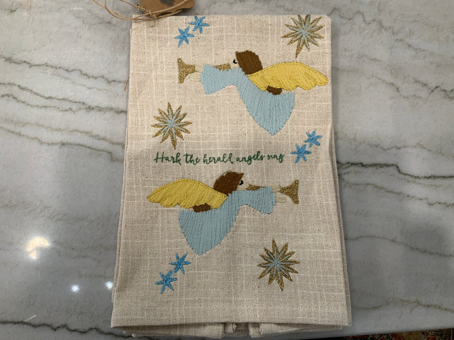 Angel Embroidered tea towel