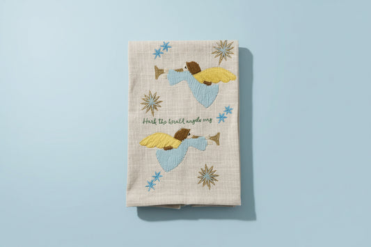 Angel Embroidered tea towel