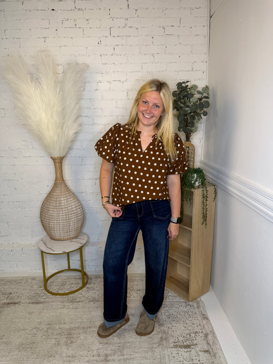Sunday Brown Polka Dot Blouse