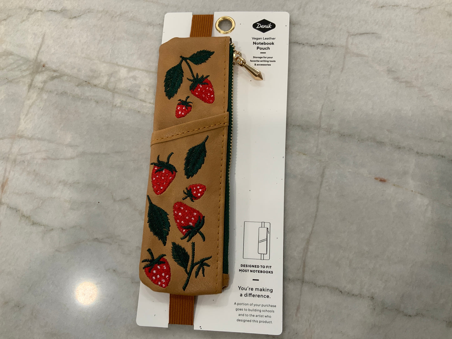 Strawberries Brown Notebook Pouch