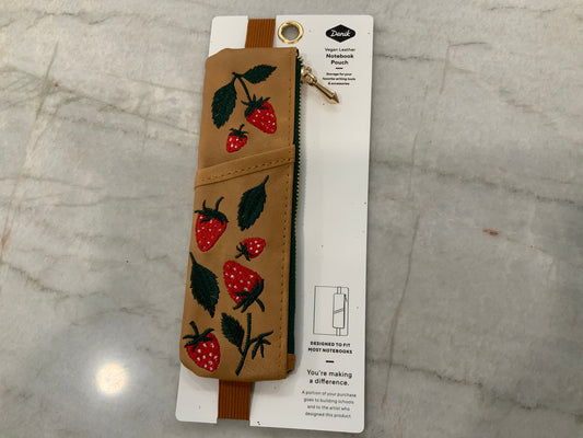 Strawberries Brown Notebook Pouch