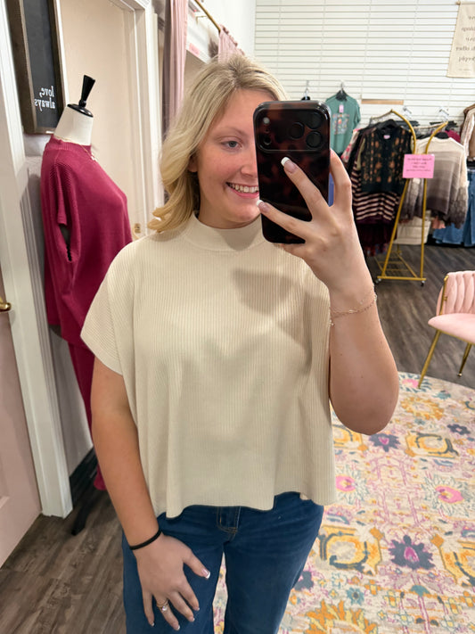 Beige Mock Neck