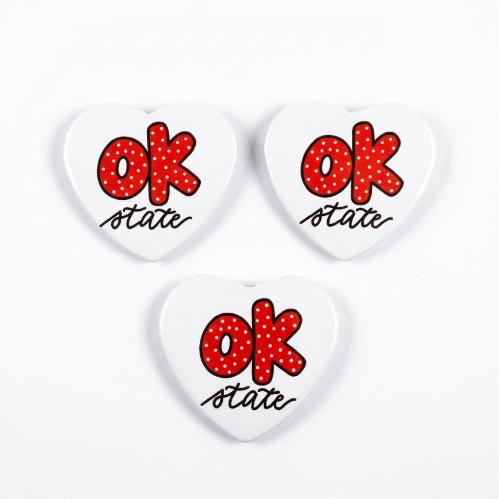 Okstate White Heart Button