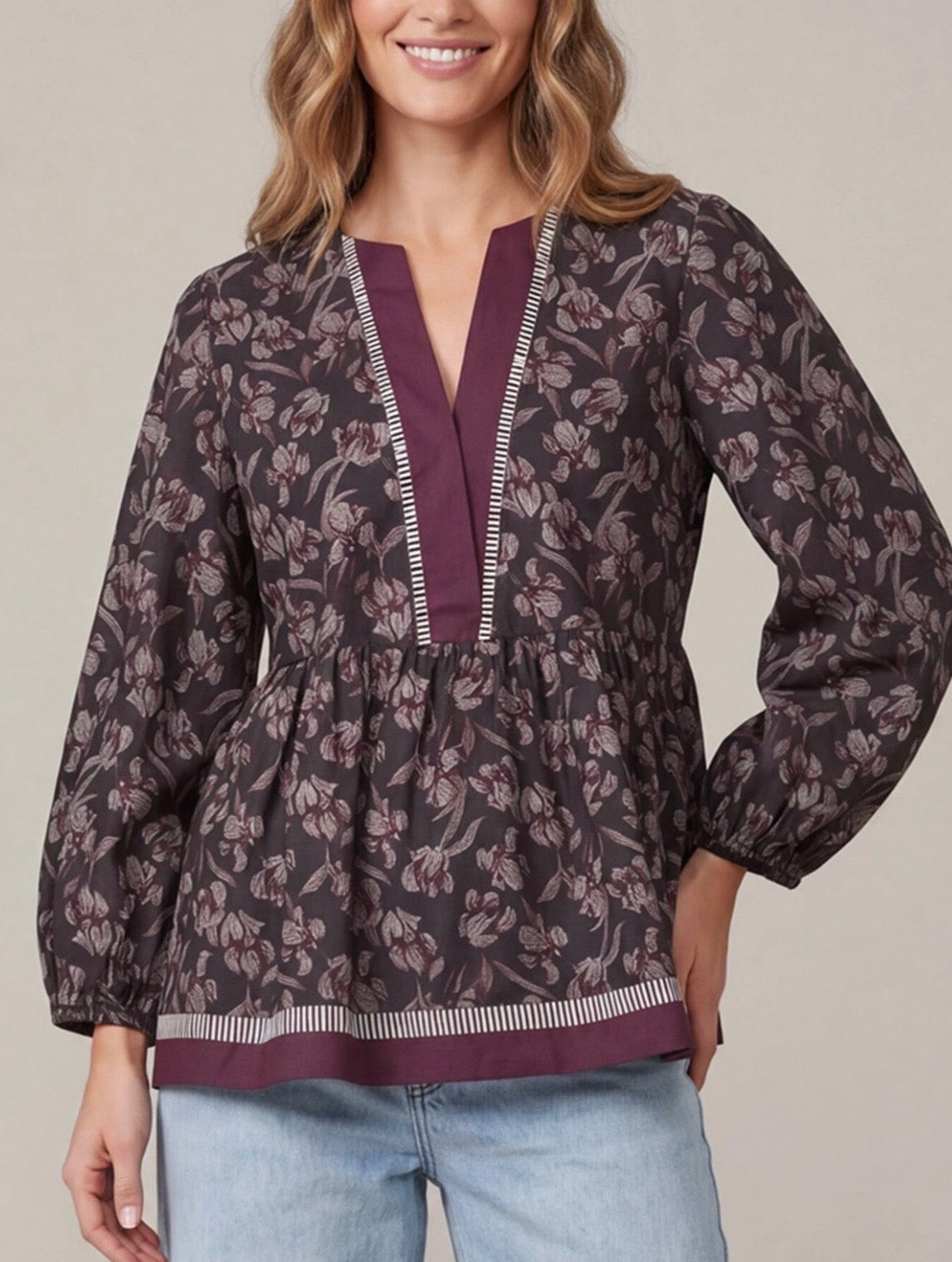 Crisp Mornings Charcoal Blouse