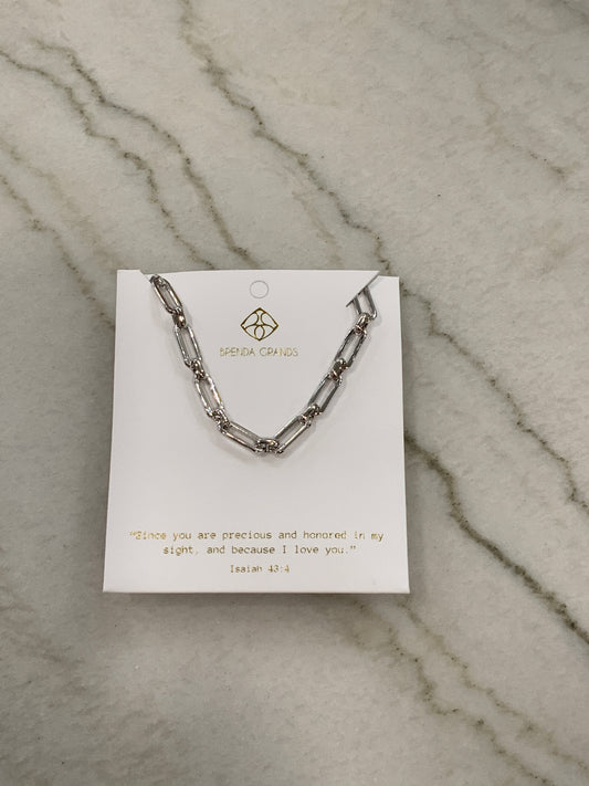Paperclip Chain Necklace Silver