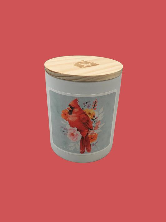 Floral Cardinal Candle