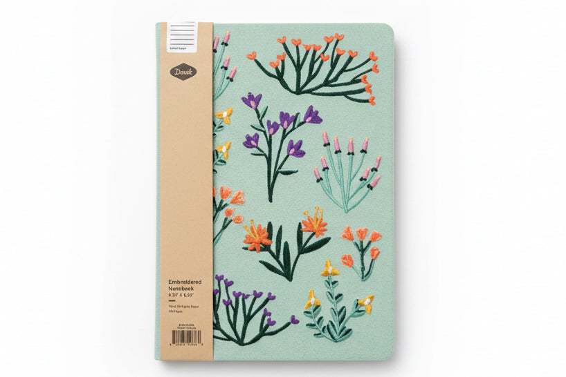 Embroidered journal blooms