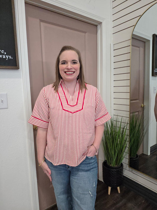 Bold & Beloved Red Stripe Top
