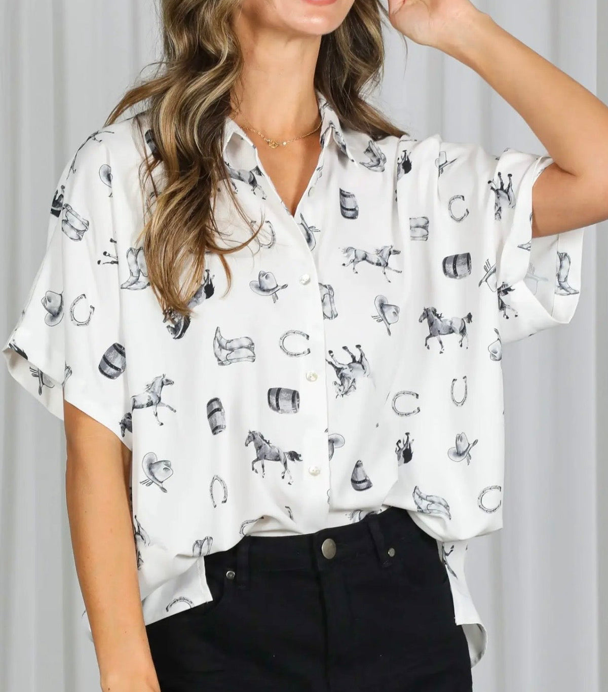 Saddle Up Button Blouse