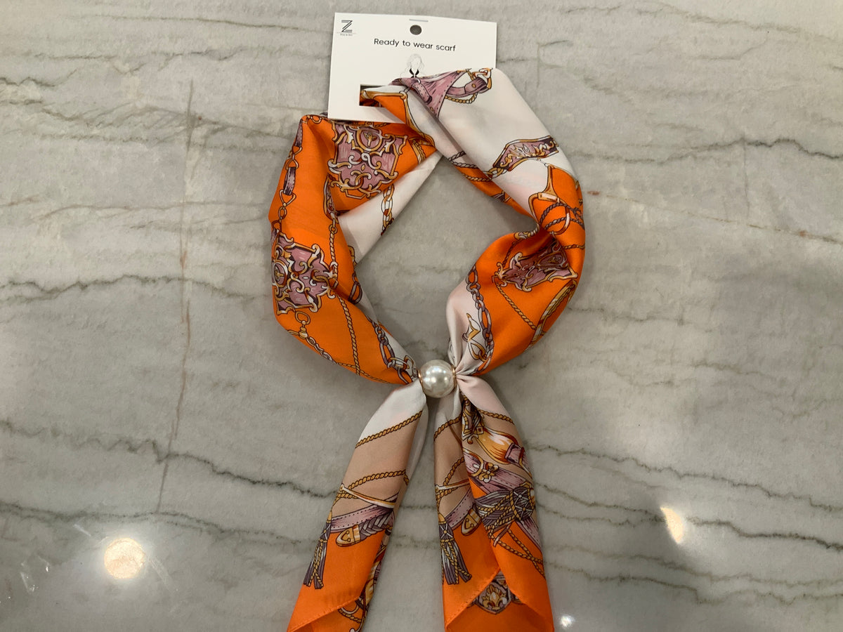 Ready-to-wear roped orange magnetic scarf