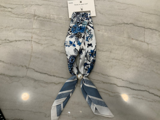 Blue Floral Magnetic Ready to Wear Scarf