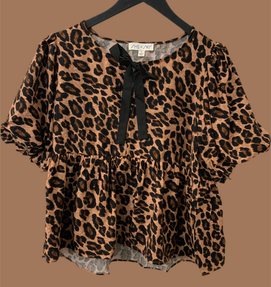 Leopard Bow Top