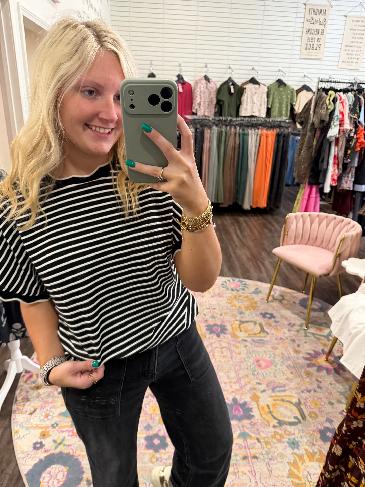 Uptown Stripe Black Top
