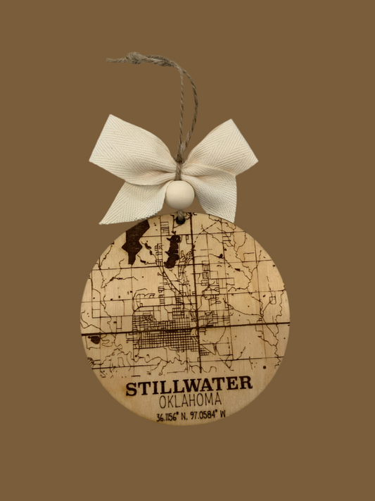 Stillwater Map Wooden Ornament