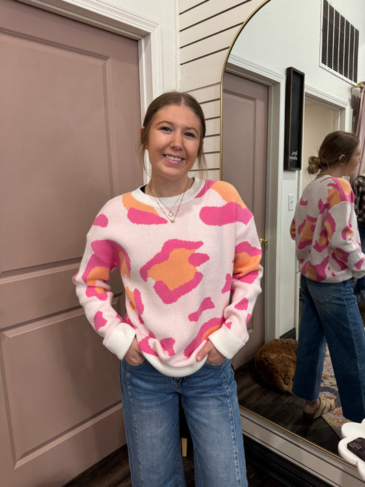 Cheetah Pink Pop Sweater (117)