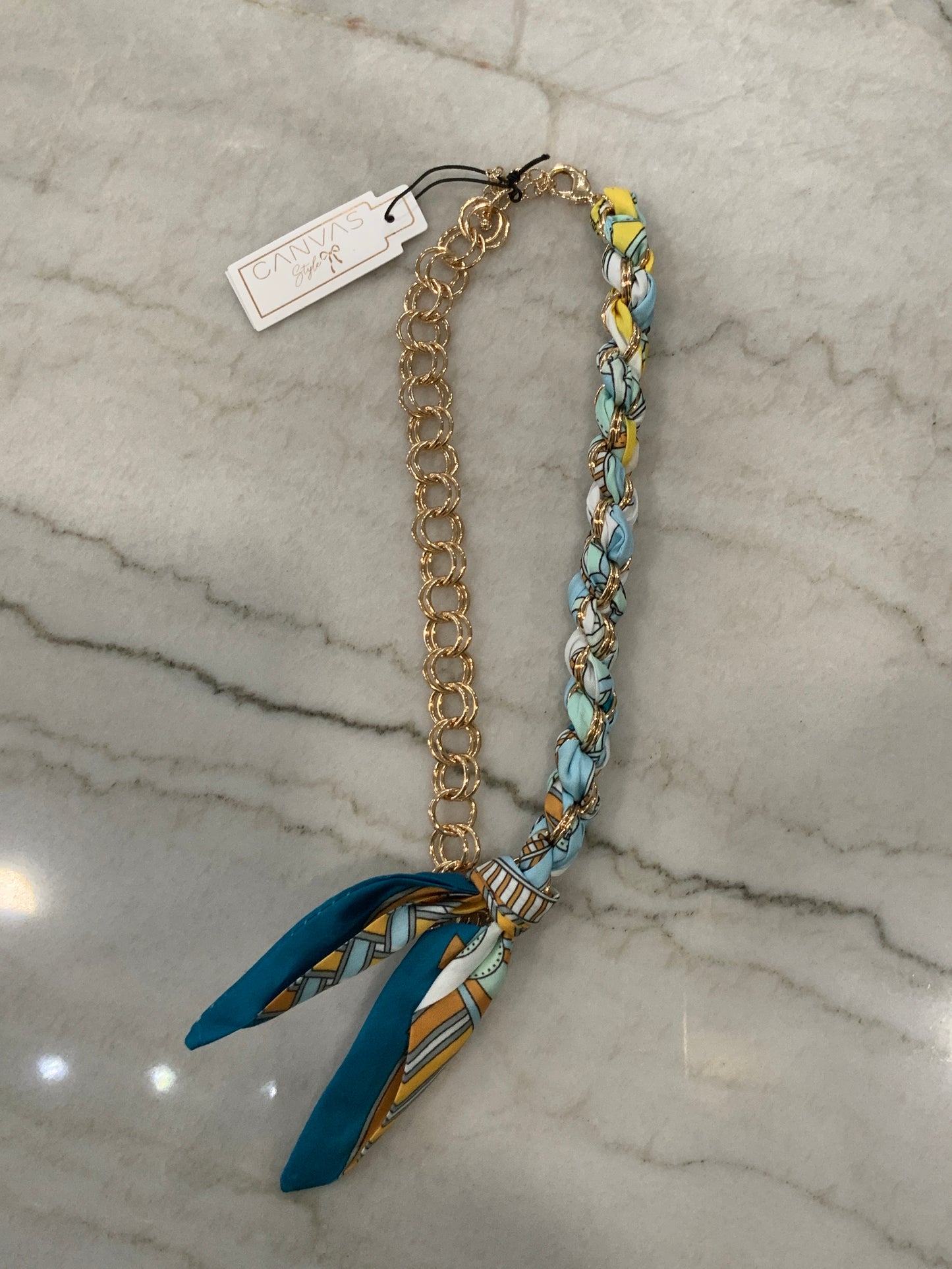 Desiree Blue Scarf Necklace Chain