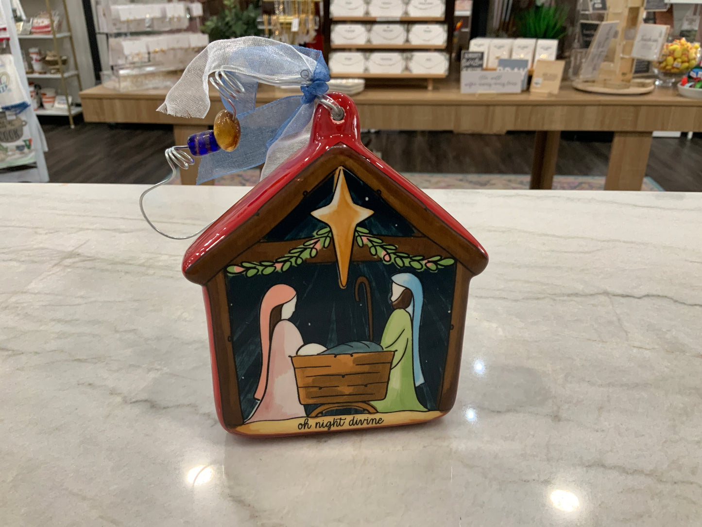 Oh Night Divine Nativity Puff Ornament