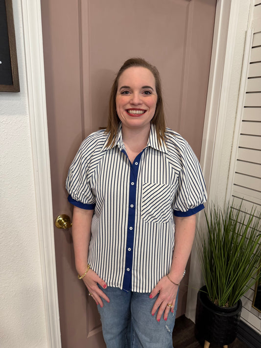 Steady And True Navy Stripe Top