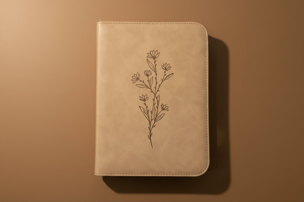 Tan Floral Bible Case