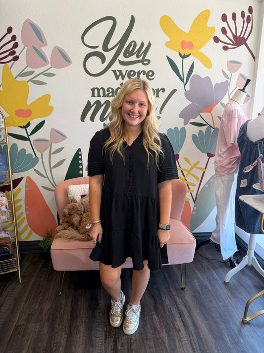 Sweet Moments Black Mini Dress