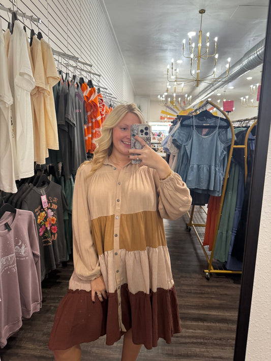 Camel Tiered Dress