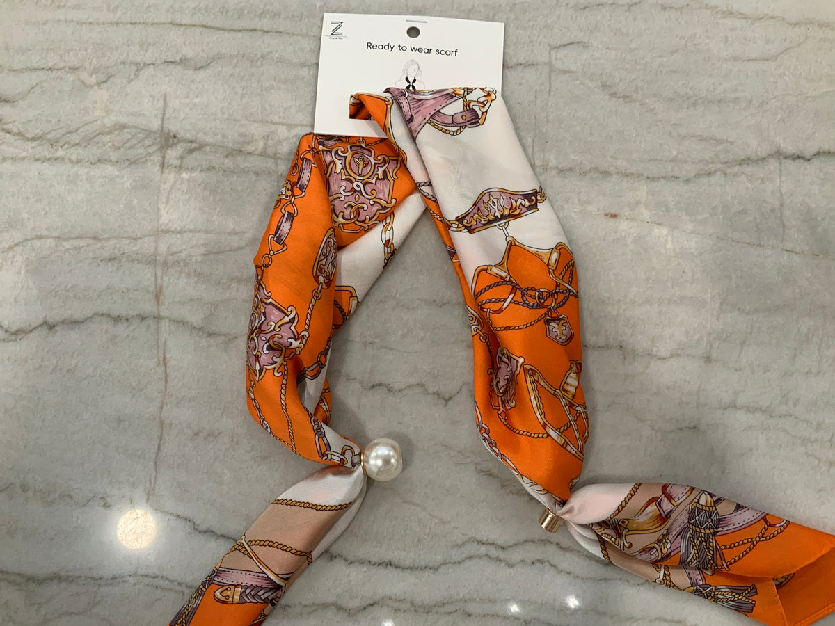 Ready-to-wear roped orange magnetic scarf