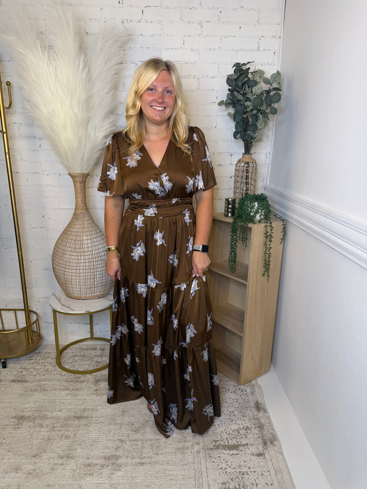 Mocha Floral Maxi Dress