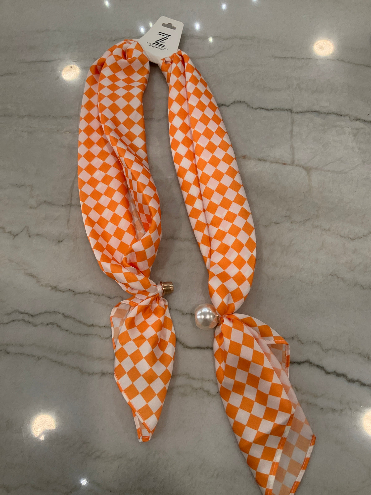 Game Day Checkered Orange Magnetic Scarf