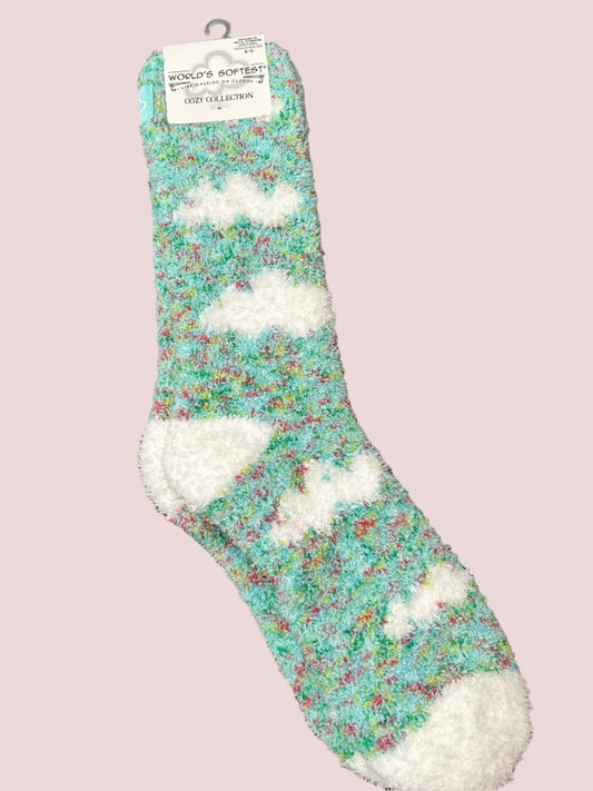 Cloud Aqua Blue Confetti Crew Socks