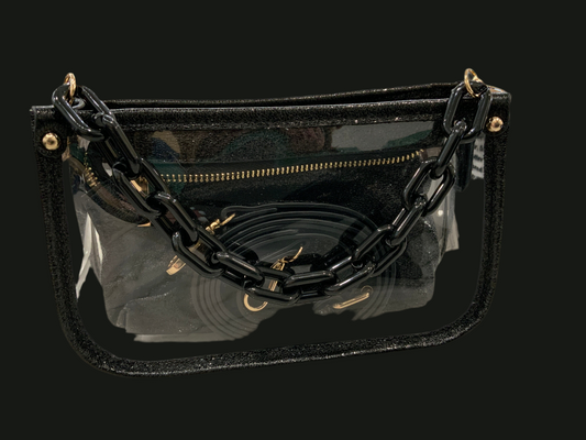 Jessica Glitter Black Clear Crossbody