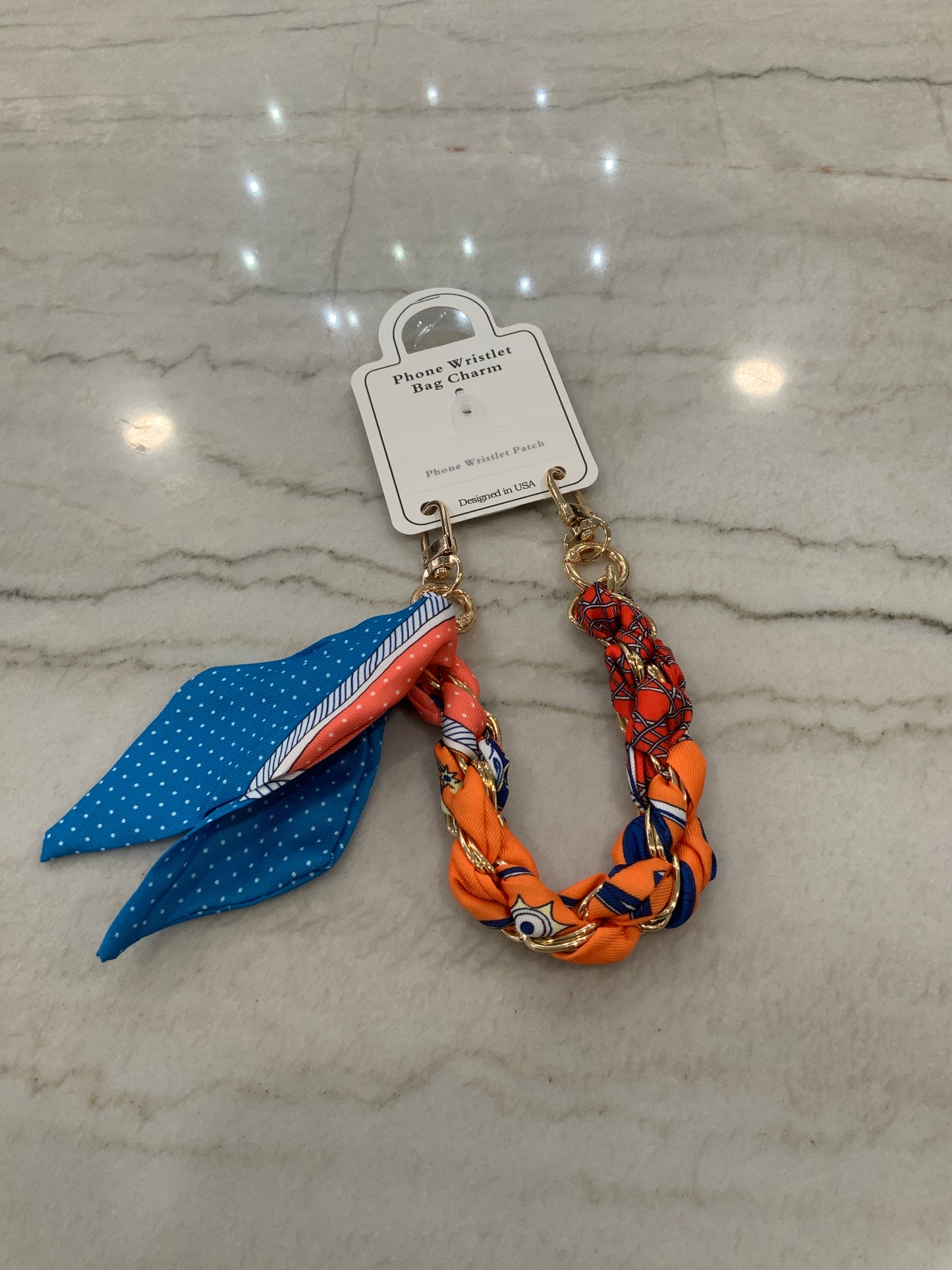 Scarf Phone wristlet Blue/Orange