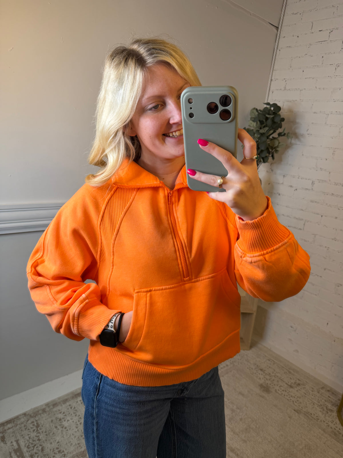 Orange Half Zip Pullover (117)